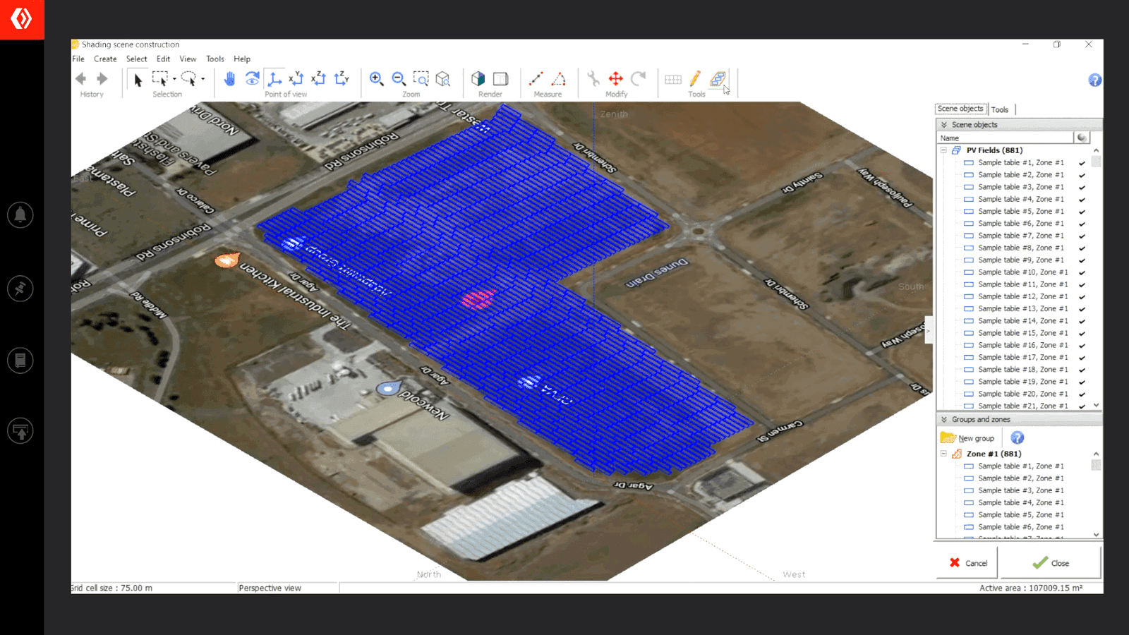 Advanced PVSyst utility-scale plant model