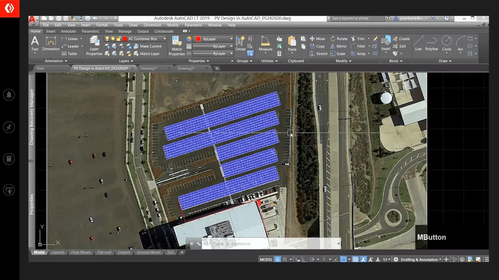 Carport solar system CAD design in Victoria, Australia