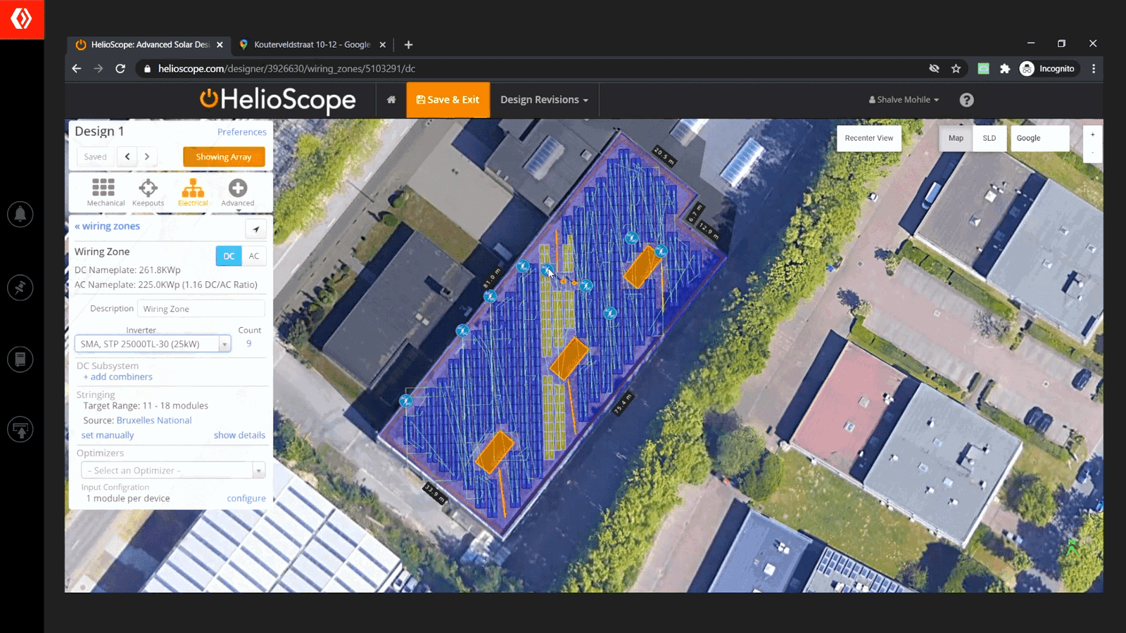 Helioscope integrated array and electrical layout