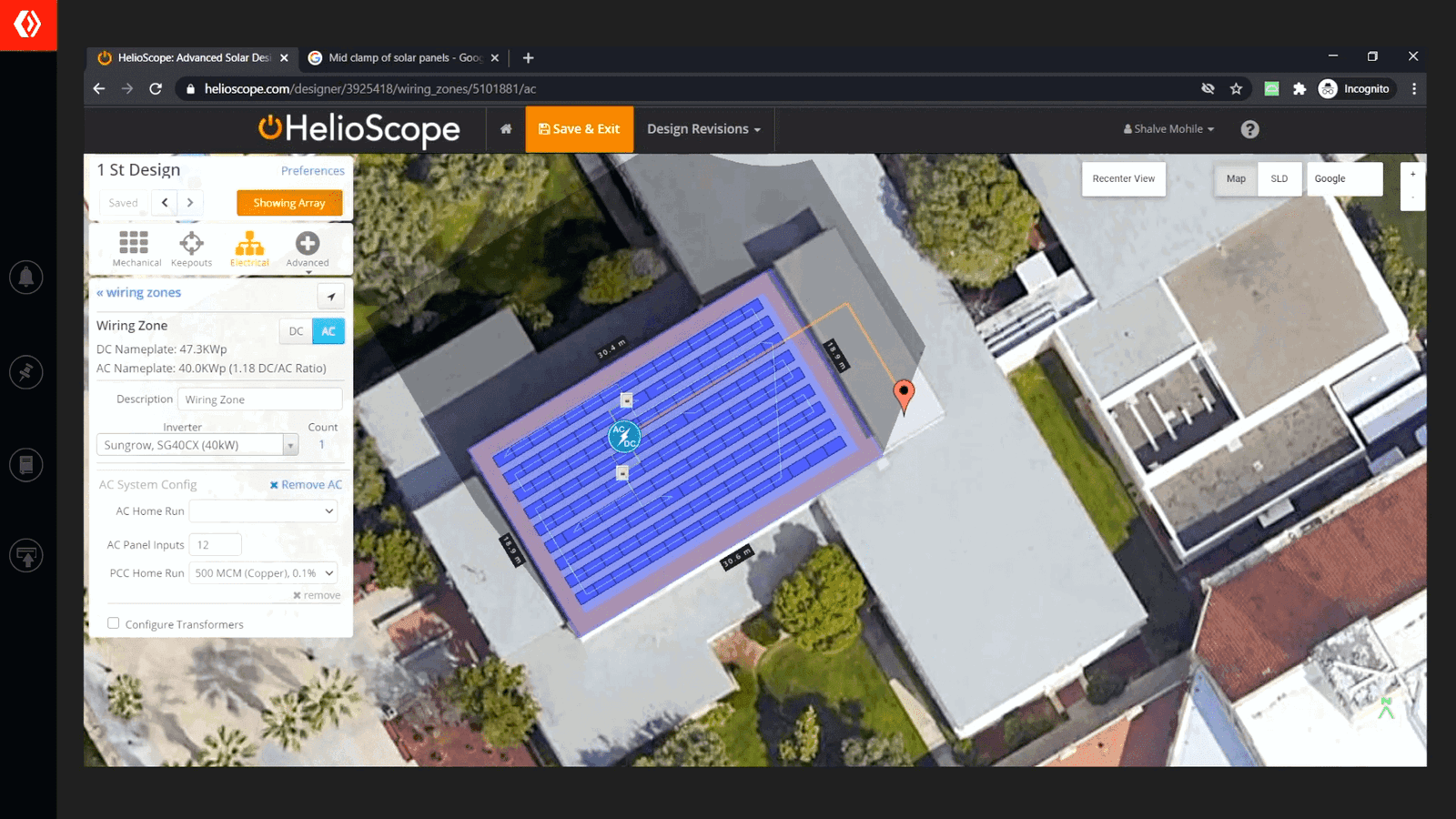 Helioscope residential wiring-zone design