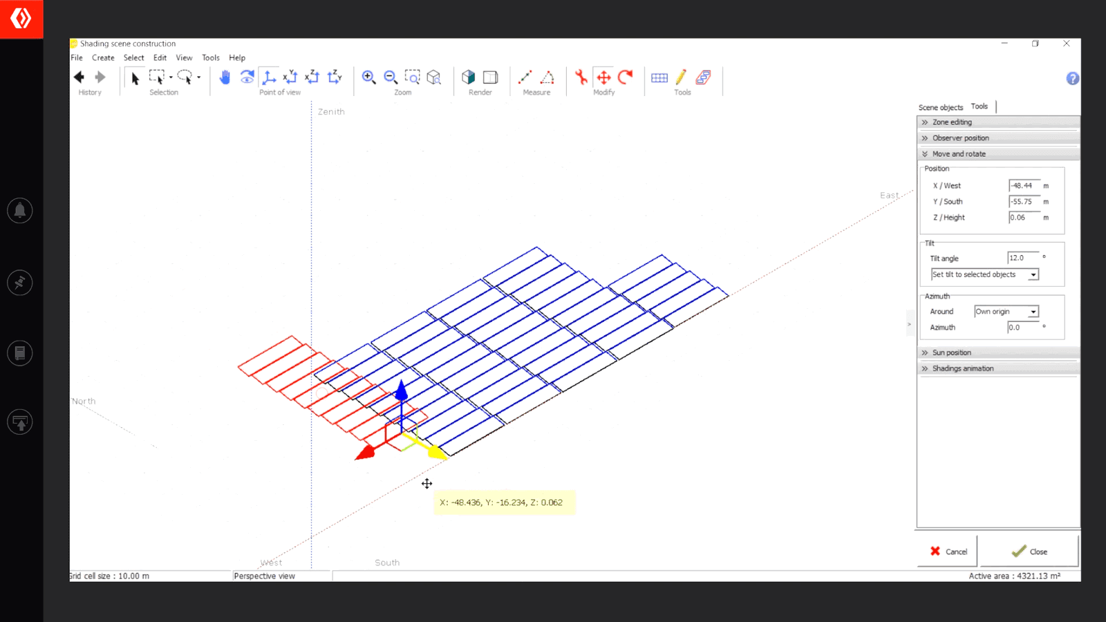 PVSyst three-dimensional solar array model
