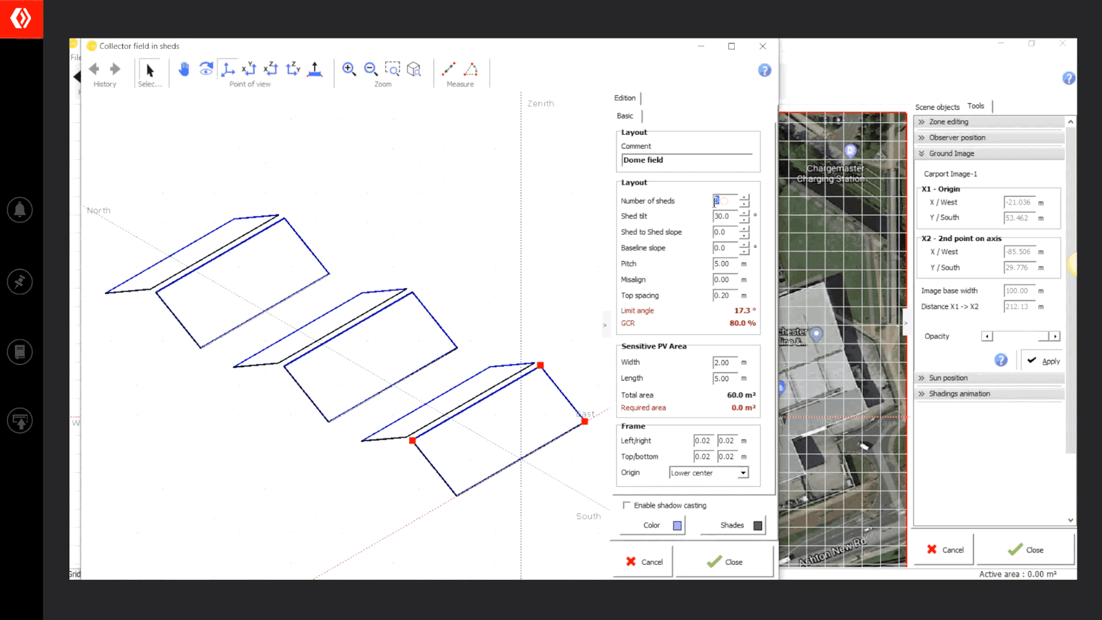 PVSyst shading-sensitive collector layout