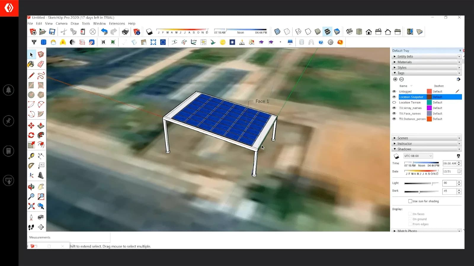 Solar canopy 3D modelling in California, USA